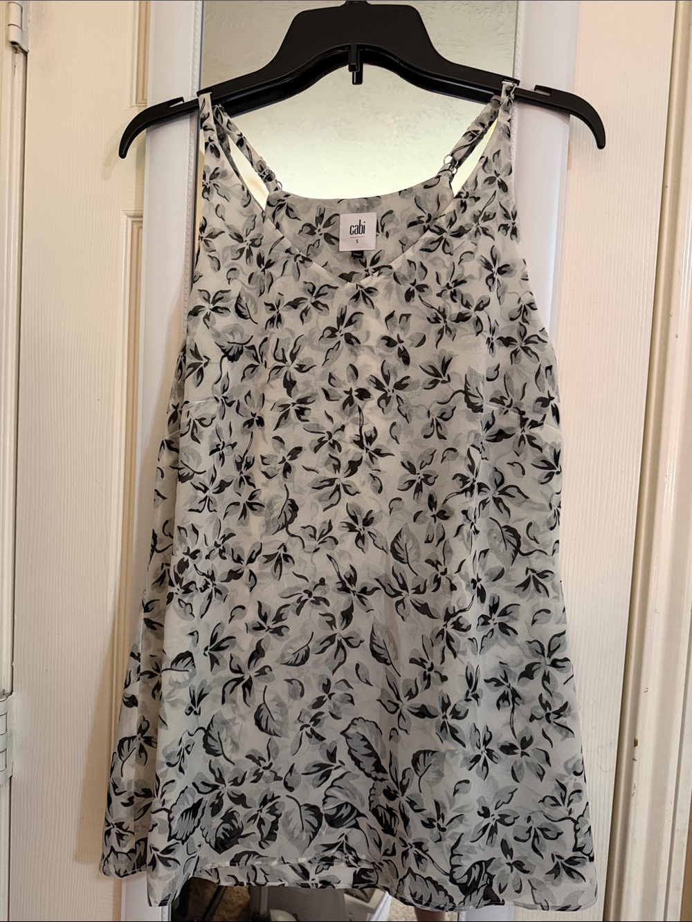 CAbi White Sheer Floral Sleeveless Tunic